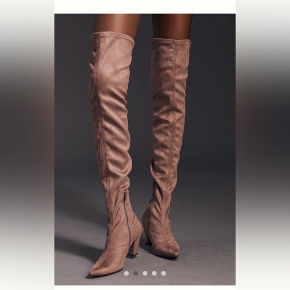 NWT Anthropologie Blush Microsuede Over the Knee Boots Made Spain Size 7 - Picture 1 of 13